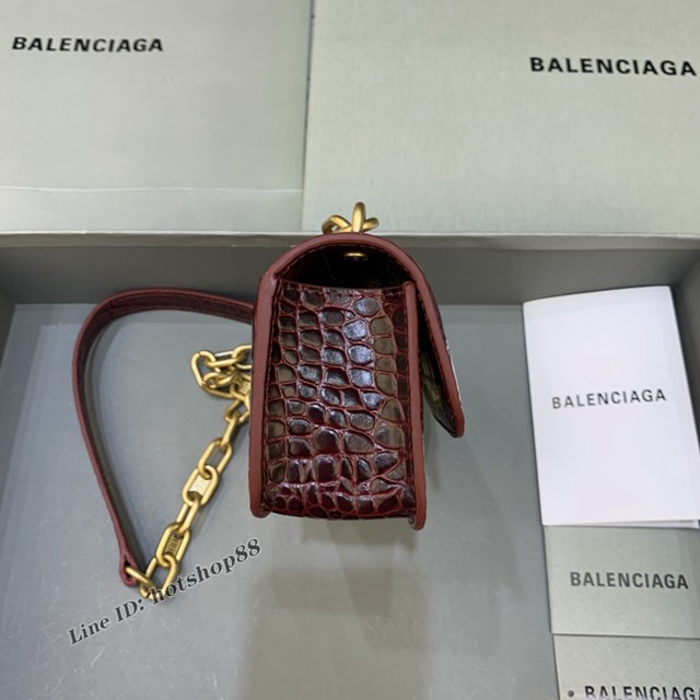 Balenciaga專櫃爆款小號鱷魚棗紅肩背包 巴黎世家新款Gossip bag斜挎包 fyj1294